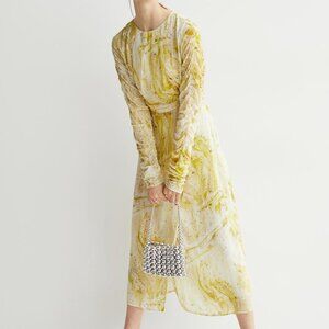 Wrap Dress - Yellow/Patterned